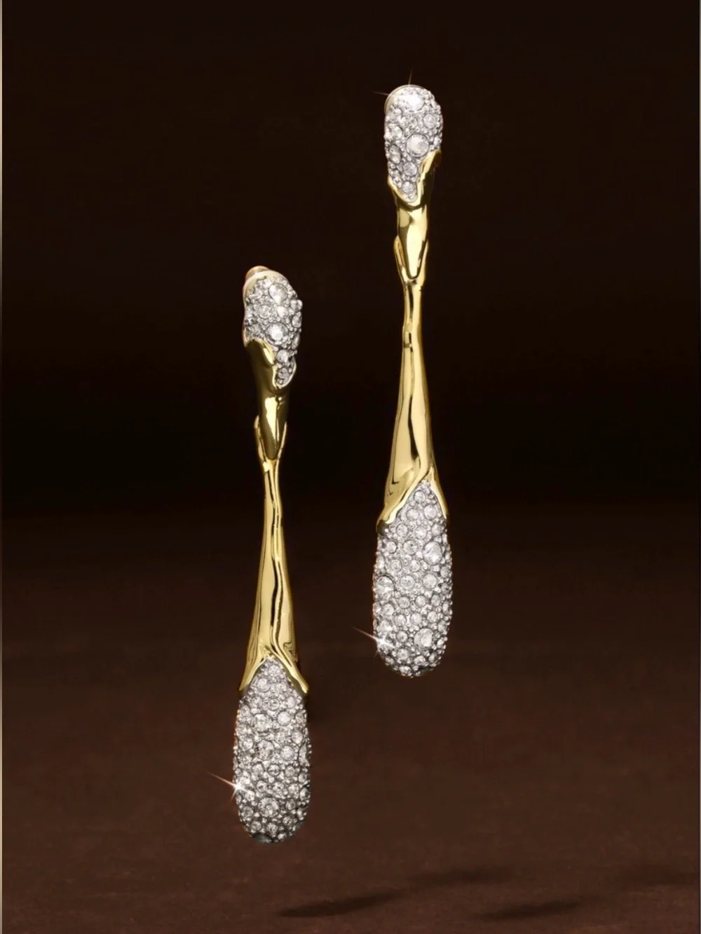 ALEXIS BITTAR Sleek Graceful Solanales Flower Bud Crystal Teardrop Drop Earrings